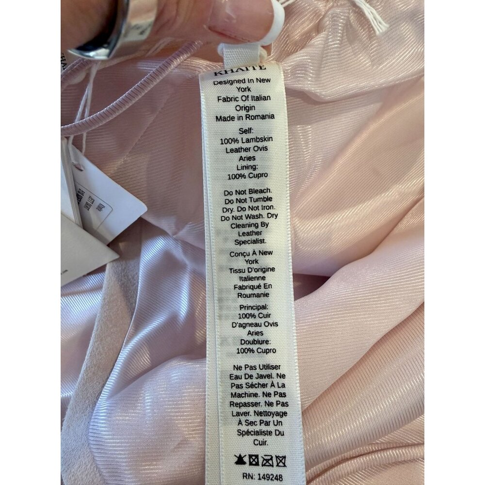 Khaite Jett suede mini skirt Soft Pink NWT - Size 2 - Picture 6 of 10
